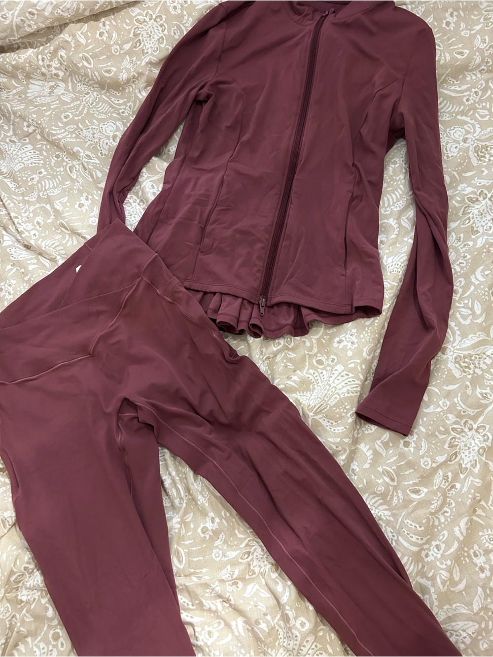 HALARA Two-Piece Zip-Up Top & High-Rise Leggings - Mauve